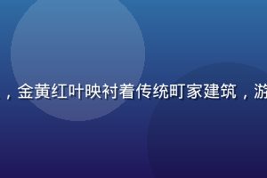 日本京都古街秋日旅游景象，金黄红叶映衬着传统町家建筑，游客漫步其中，画面宁静悠远